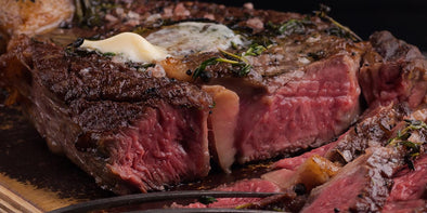 Seared Garlic Strip Steaks